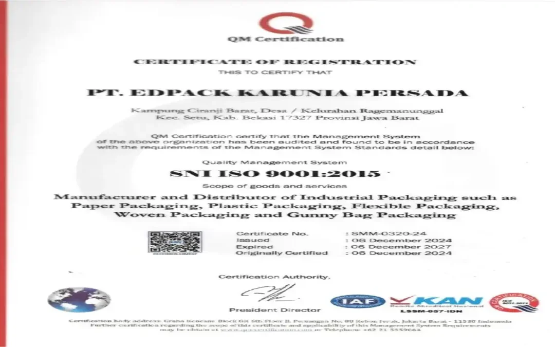 Sertifikasi ISO 9001 : 2015