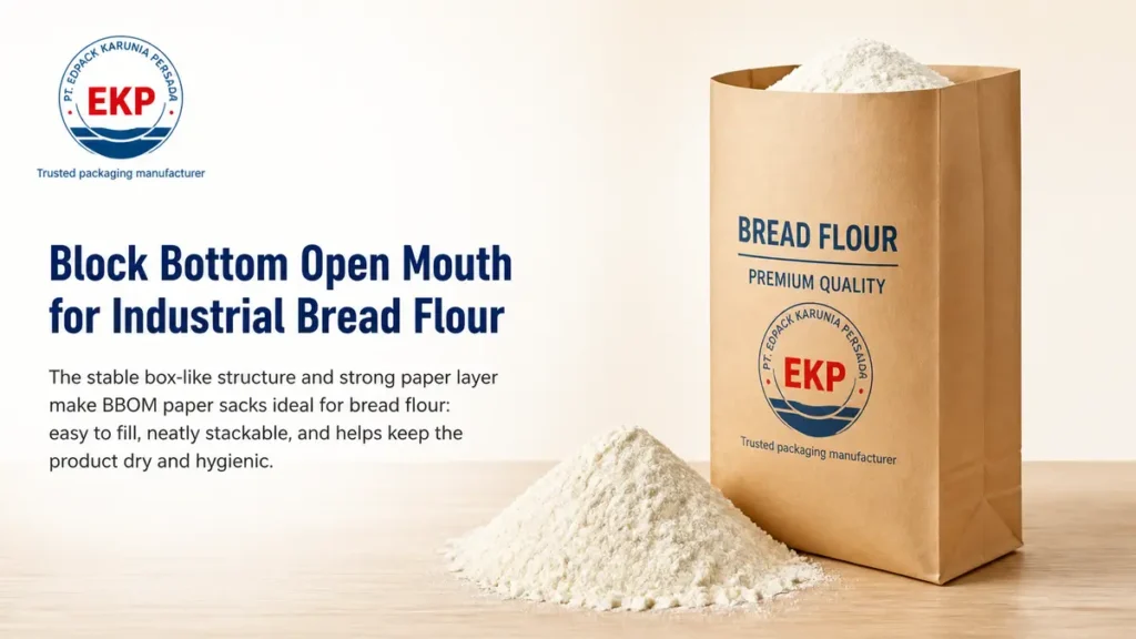 Block bottom open mouth tepung roti