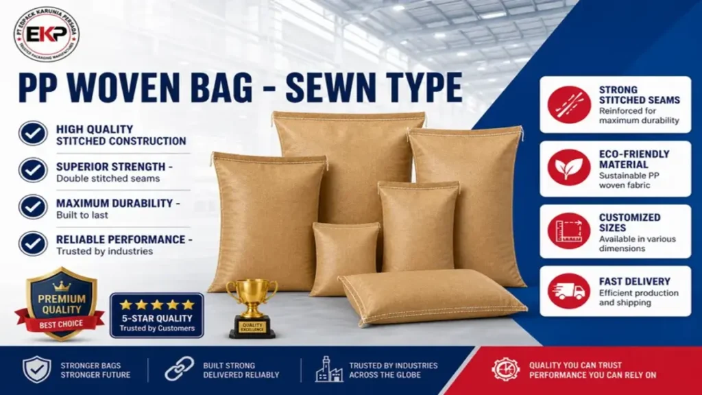 PP Woven Bag - Karung Woven PP : Pengertian, Proses Produksi, Jenis, Kelebihan, dan Tips Memilih 1 PP woven bag sewn type, karung pp woven, kemasan industri