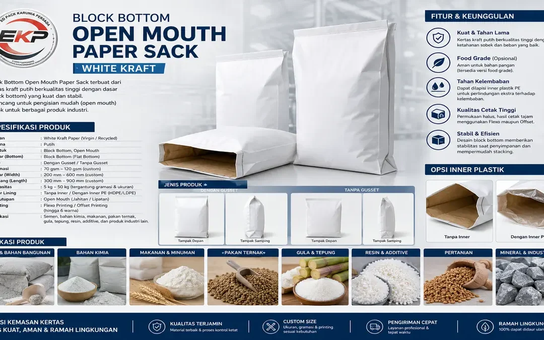 Paper Sack Block Bottom Open Mouth untuk Produk Bubuk dan Granul: Panduan Lengkap Memilih Kemasan Industri