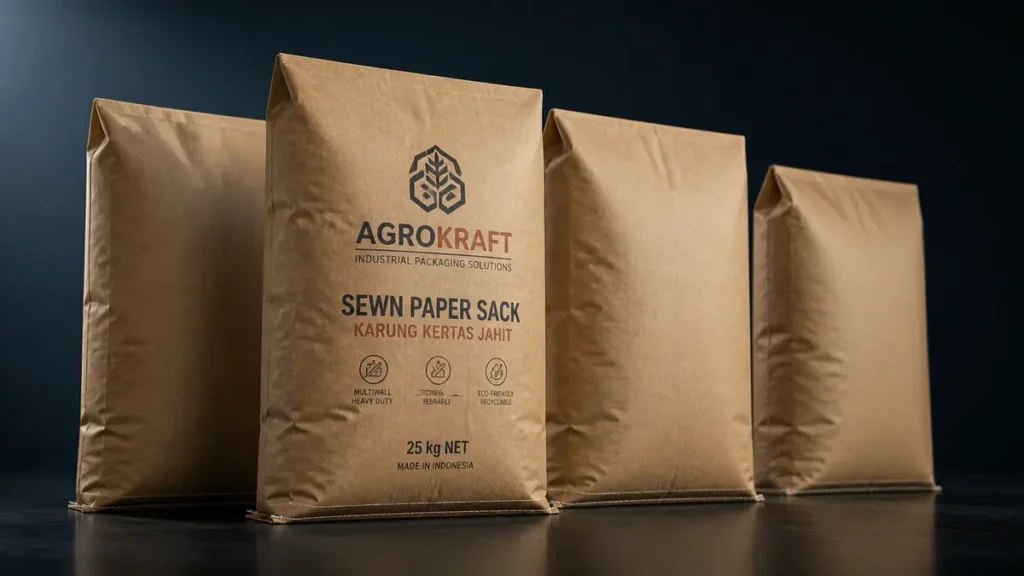 Karung kertas tipe jahit, sewn paper sack