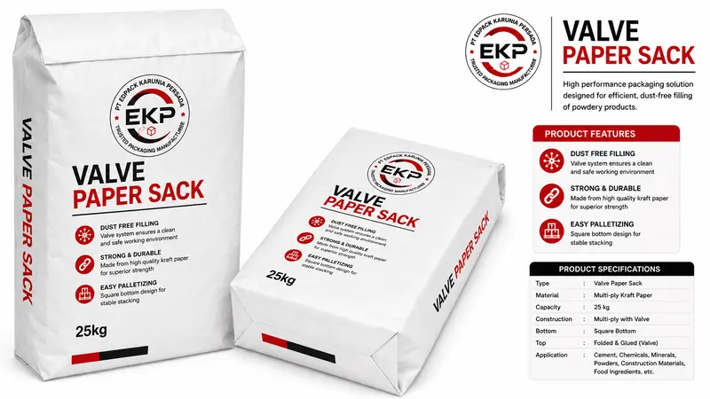 Valve paper sack white kraft paper. Valve paper sack white kraft paper